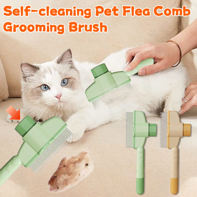 🔥LBMLBM™Self-cleaning Pet Flea Comb Grooming Brush-reduces shedding mess