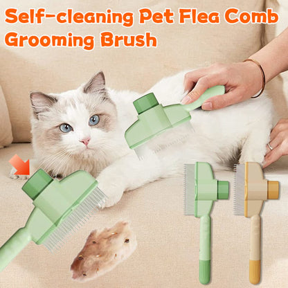 🔥LBMLBM™Self-cleaning Pet Flea Comb Grooming Brush-reduces shedding mess