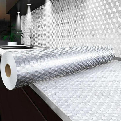 🔥Aluminum Foil Wallpaper - Turn Your Greasy Kitchen Into a Clean, Modern Space in Minutes