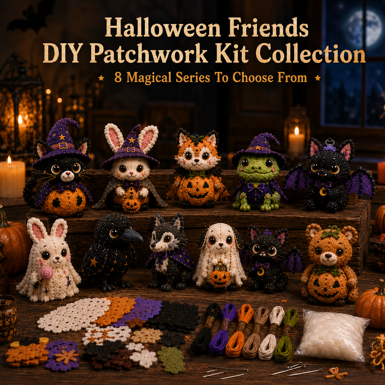 Halloween Friends 4 Piece DIY Patchwork Kit Collection 🎃🧵